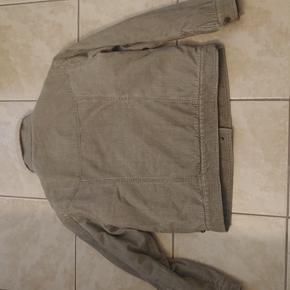 VTG L.E.I. Corduroy Trucker Jacket Beige Sherpa Collar Button Coat Womens Size L - Picture 6 of 8